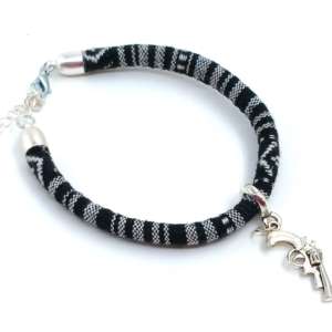 Amrband, Männerschmuck, Kordelarmband, schwarzweiß
