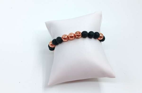 Armband, elastisch. unisex Lava. schwarz. roségoldfarben