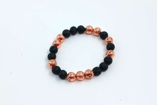 Armband, elastisch. unisex Lava. schwarz. roségoldfarben