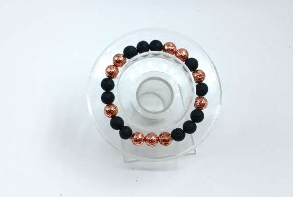 Armband, elastisch. unisex Lava. schwarz. roségoldfarben