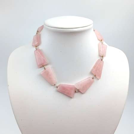Collier, Rosenquarz, Magnetverschluss