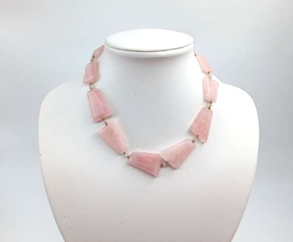 Collier, Rosenquarz, Magnetverschluss