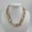 Collier 3-reihig, Perlmutt, Achat, beige, grau