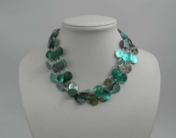 Collier, Perlmutt-Plättchen, meergrün