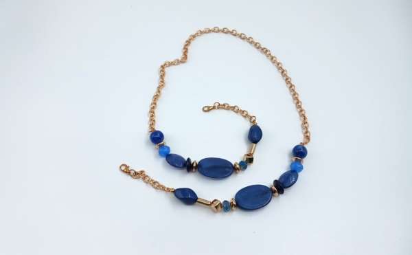 Brillenkette, zart, dunkelblau, goldfarben